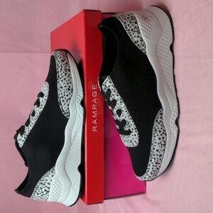 Rampage Raine Knit Black and White and Leopard Print Sneakers size 7